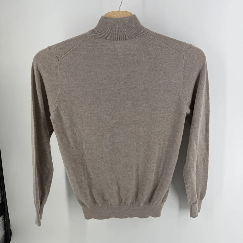 Collars & Co Mens Australian Merino Wool Quarter Zip Sweater Taupe XL NEW
